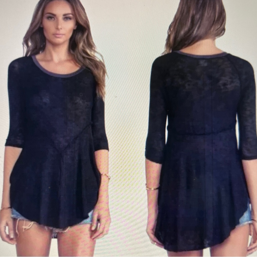 Free People Intimately Weekends Asymmetrical Black layering top Raw Edge Medium
